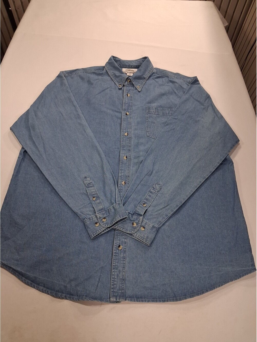 Tri-Mountain RN#88051 Men's Blue Cotton Button-Down Collar Shirt Size 3XLT